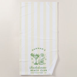 Retro Modern Green & Yellow Bachelorette Weekend ビーチタオル
