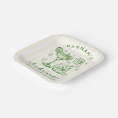 Retro Modern Green & Yellow Bachelorette Weekend ペーパープレート (傾斜あり)