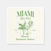 Retro Modern Green & Yellow Miami Bach Party スタンダードカクテルナプキン (正面)