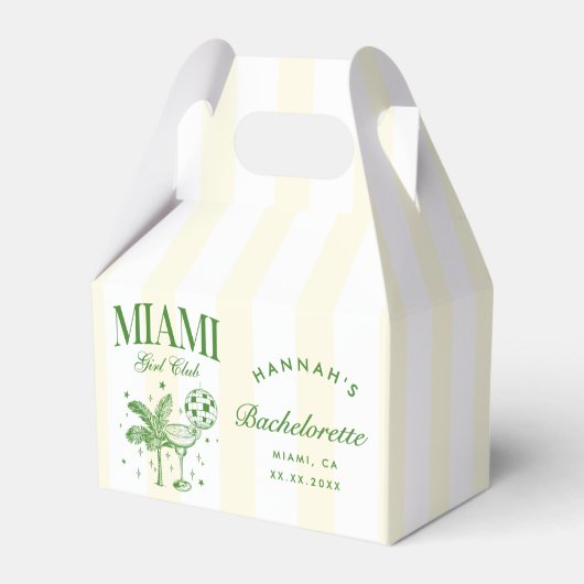 Retro Modern Green & Yellow Miami Bach Party フェイバーボックス (正面サイド)