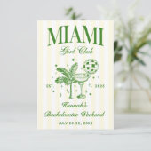 Retro Modern Green & Yellow Miami Bach Party 招待状 (スタンド正面)
