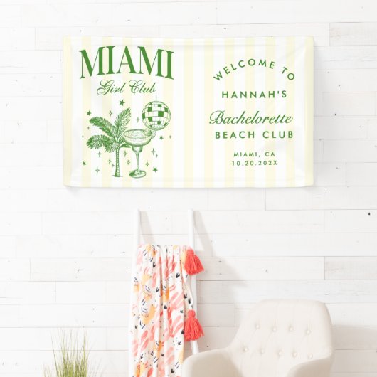 Retro Modern Green & Yellow Miami Bach Party 横断幕 (インサイチュ)