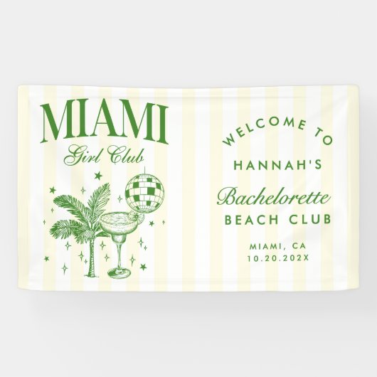 Retro Modern Green & Yellow Miami Bach Party 横断幕 (横)