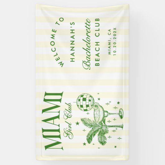Retro Modern Green & Yellow Miami Bach Party 横断幕 (縦)