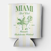 Retro Modern Green & Yellow Miami Bach Party 缶クーラー (正面)