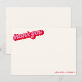 Retro Modern Groovy Bold Pink Red Custom サンキューカード (正面/裏面)