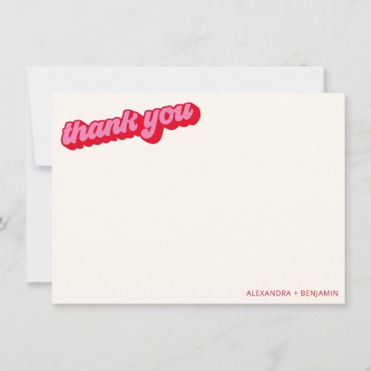 Retro Modern Groovy Bold Pink Red Custom サンキューカード (正面)