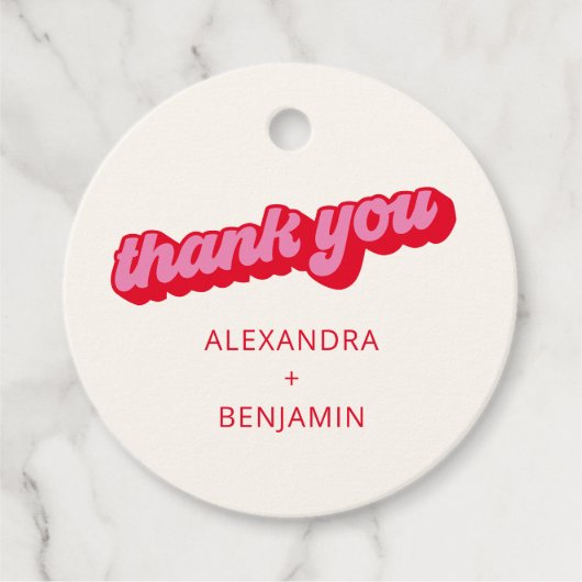 Retro Modern Groovy Bold Pink Red Custom フェイバータグ (正面)