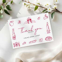 Retro Modern Hand Drawn Quirky Bridal Shower サンキューカード