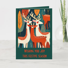 Retro Modern Kitschy Christmas Reindeer カード