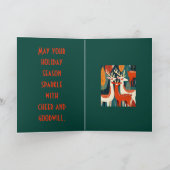 Retro Modern Kitschy Christmas Reindeer カード (内部)