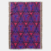 Retro Modern Magenta Electric Bloom Throw Blanket スローブランケット (正面縦)