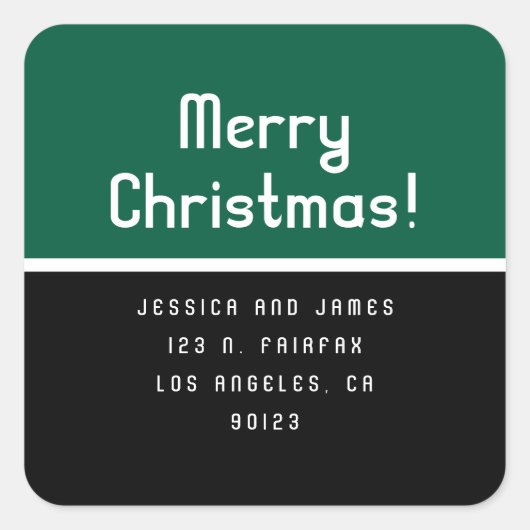 Retro-Modern Merry Christmas Return Address  スクエアシール (正面)