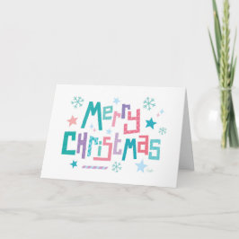 Retro modern merry christmas snowy text card シーズンカード