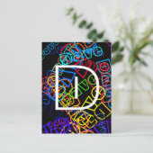 Retro-Modern Name & Monogram Bright Colors & Black ポストカード (スタンド正面)