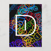 Retro-Modern Name & Monogram Bright Colors & Black ポストカード (正面)