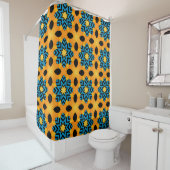 Retro Modern Orange And Blue  Shower Curtain シャワーカーテン (インサイチュ)