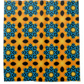 Retro Modern Orange And Blue  Shower Curtain シャワーカーテン (正面)