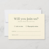 Retro Modern Pastel Ivory Funky Wedding RSVP (正面)