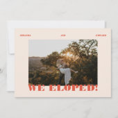 Retro Modern Photo Elopement Wedding Reception 招待状 (正面)