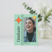Retro Modern Photo Graduation Party Invitation ポストカード (スタンド正面)