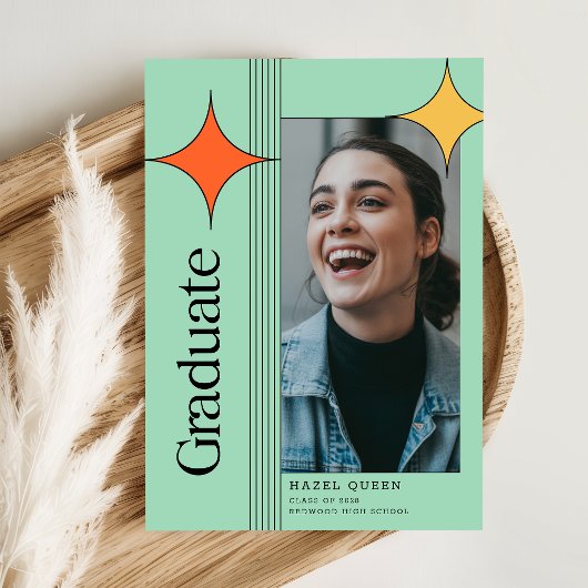 Retro Modern Photo Graduation Party Invitation ポストカード