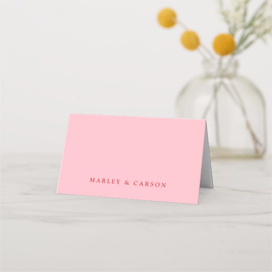 Retro Modern Pink and Red Wedding Table プレイスカード (裏面)