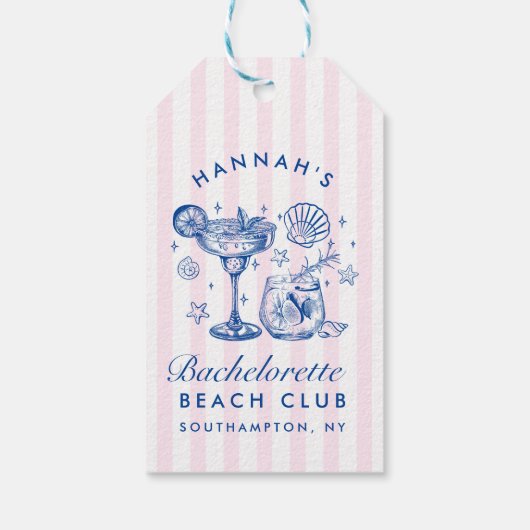 Retro Modern Pink & Blue Bachelorette Weekend ギフトタグ (裏面)