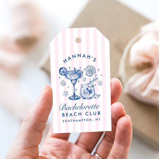 Retro Modern Pink & Blue Bachelorette Weekend ギフトタグ