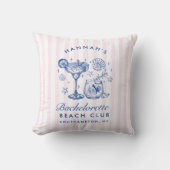Retro Modern Pink & Blue Bachelorette Weekend クッション (正面)