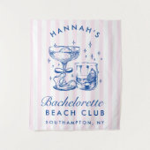 Retro Modern Pink & Blue Bachelorette Weekend タペストリー (正面)