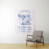 Retro Modern Pink & Blue Bachelorette Weekend タペストリー (インサイチュ)