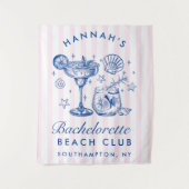 Retro Modern Pink & Blue Bachelorette Weekend タペストリー (正面)