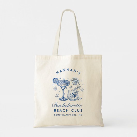 Retro Modern Pink & Blue Bachelorette Weekend トートバッグ (裏面)