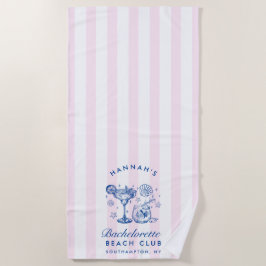 Retro Modern Pink & Blue Bachelorette Weekend ビーチタオル