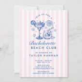 Retro Modern Pink & Blue Bachelorette Weekend 招待状 (正面)