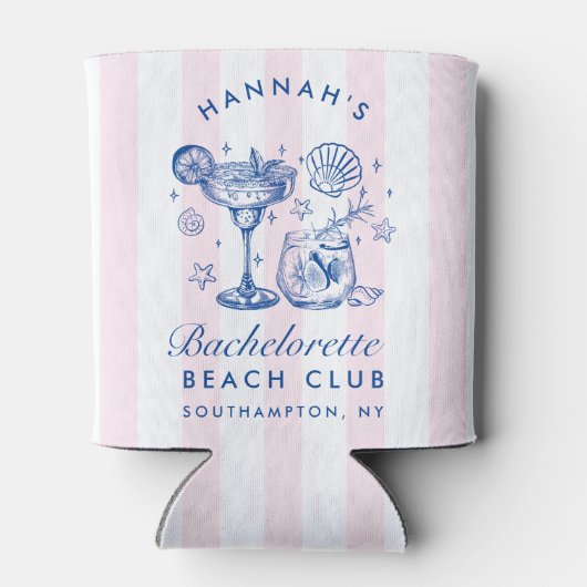 Retro Modern Pink & Blue Bachelorette Weekend 缶クーラー (裏面)