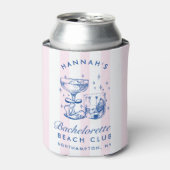 Retro Modern Pink & Blue Bachelorette Weekend 缶クーラー (缶正面)
