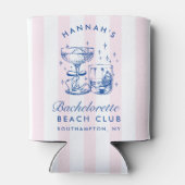 Retro Modern Pink & Blue Bachelorette Weekend 缶クーラー (裏面)