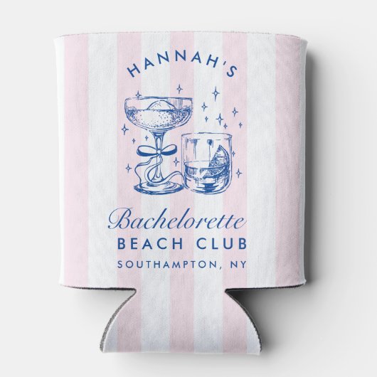 Retro Modern Pink & Blue Bachelorette Weekend 缶クーラー (裏面)