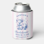 Retro Modern Pink & Blue Bachelorette Weekend 缶クーラー (缶裏面)