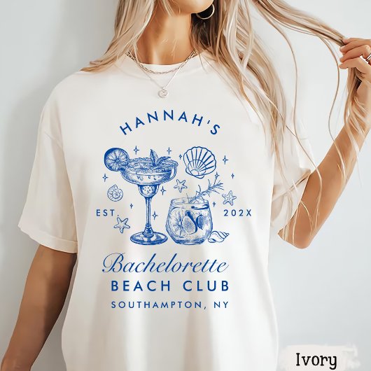 Retro Modern Pink & Blue Bachelorette Weekend Tシャツ