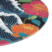 Retro Modern Seigaiha Sakura Flowers Japan party カッティングボード (角)