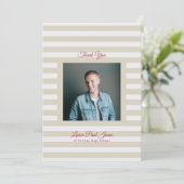 Retro Modern Stripe Photo High School Grad サンキューカード (スタンド正面)