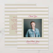 Retro Modern Stripe Photo High School Grad サンキューカード (正面/裏面)