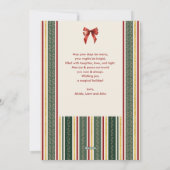 Retro Modern Stripes & Bow Merry Christmas 3 Photo シーズンカード (裏面)