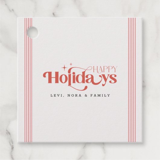 Retro Modern Stylish Red Typography Script Holiday フェイバータグ (正面)