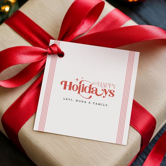 Retro Modern Stylish Red Typography Script Holiday フェイバータグ