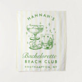 Retro Modern Yellow & Green Bachelorette Weekend タペストリー (正面)