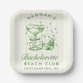 Retro Modern Yellow & Green Bachelorette Weekend ペーパープレート (正面)